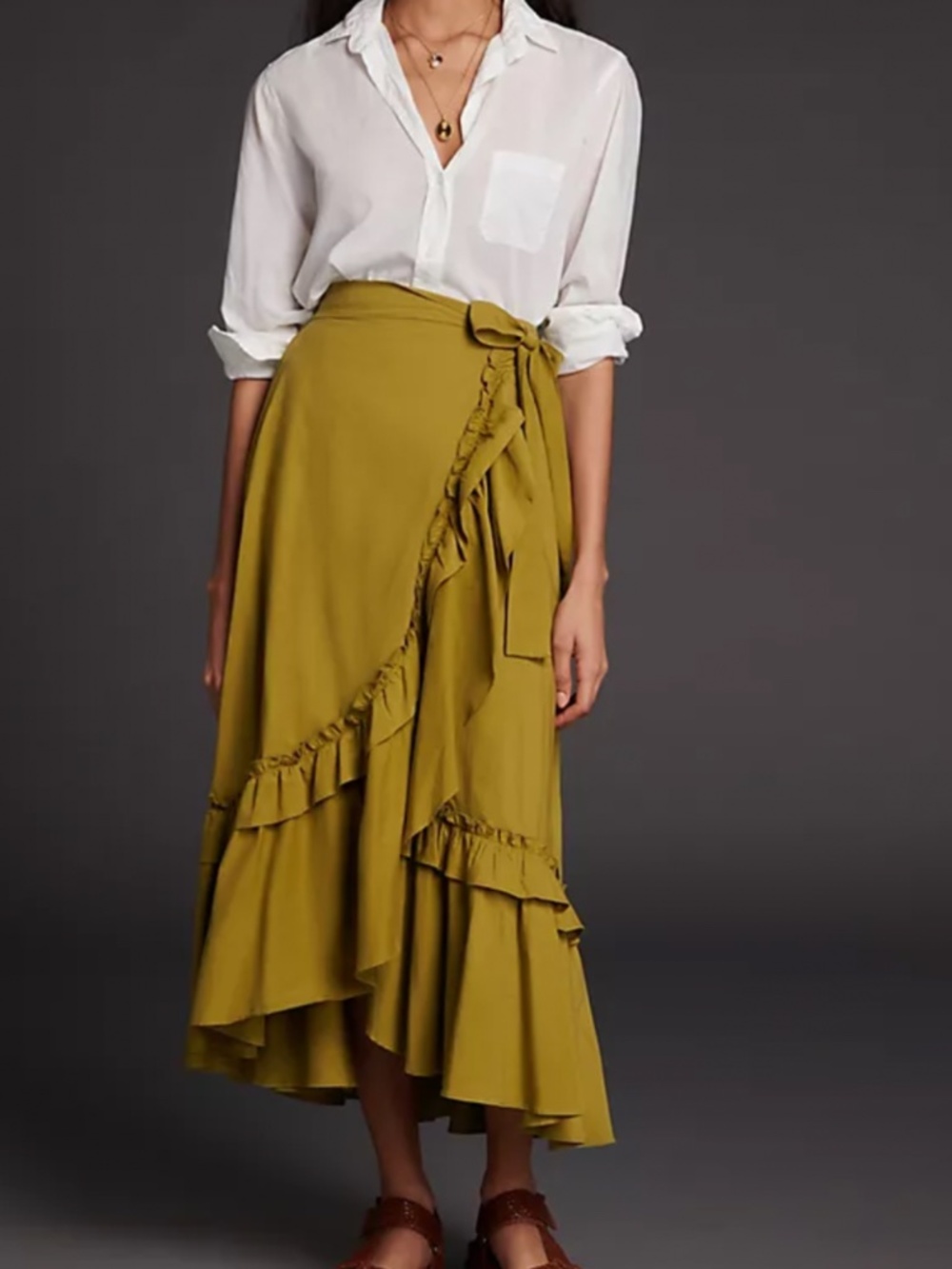 Maeve Constance ruffled maxi skirt